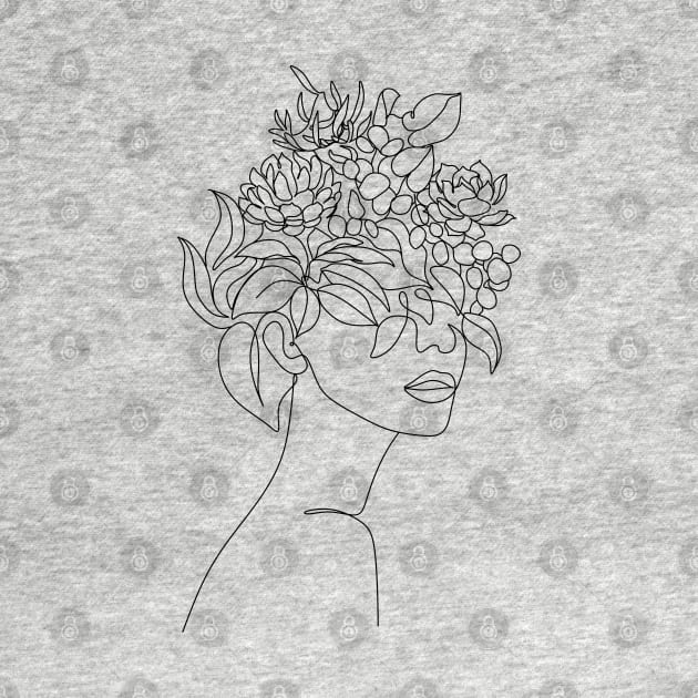 Plant Head Woman by OneLinePrint